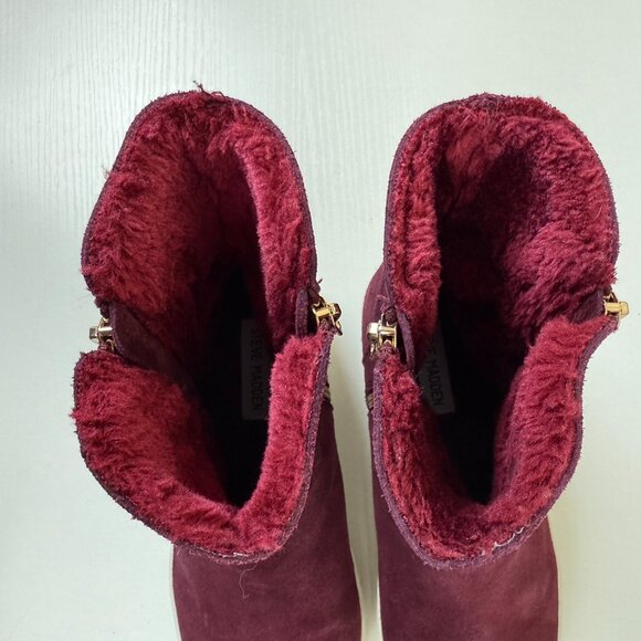 Steve Madden Garrson Maroon Suede Platform Boots - Picture 7 of 10